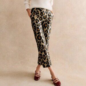 SEZANE DAMON TROUSERS Jacquard Leopard Print, NEW with TAGS Size 6